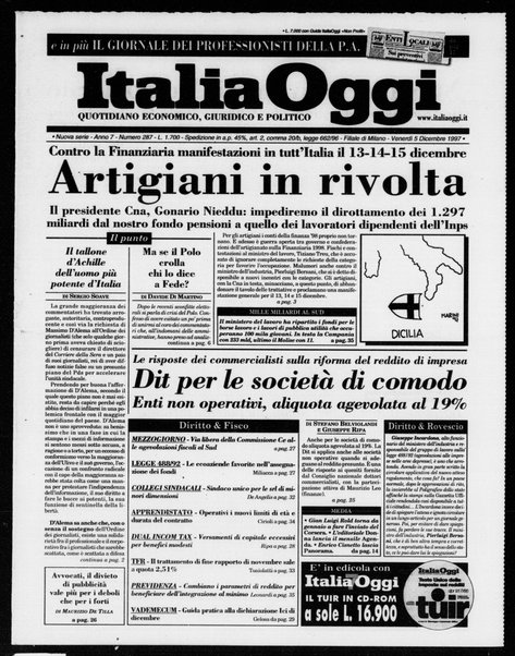 Italia oggi : quotidiano di economia finanza e politica